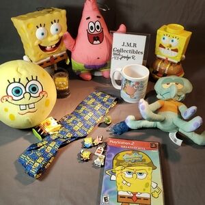 SpongeBob SquarePants Ultimate Collectibles Lot: Plush, PS2 Game, Mug, Keychains